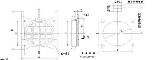 暗杆式铸铁镶铜圆闸门安装结构图 暗杆式铸铁镶铜圆闸门安装结构图
