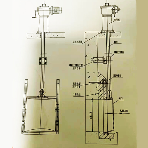 复合铸铁闸门安装结构图 复合铸铁闸门安装结构图