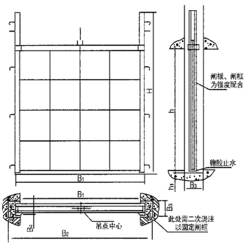 PZ双向止水铸铁闸门安装图 PZ双向止水铸铁闸门安装图